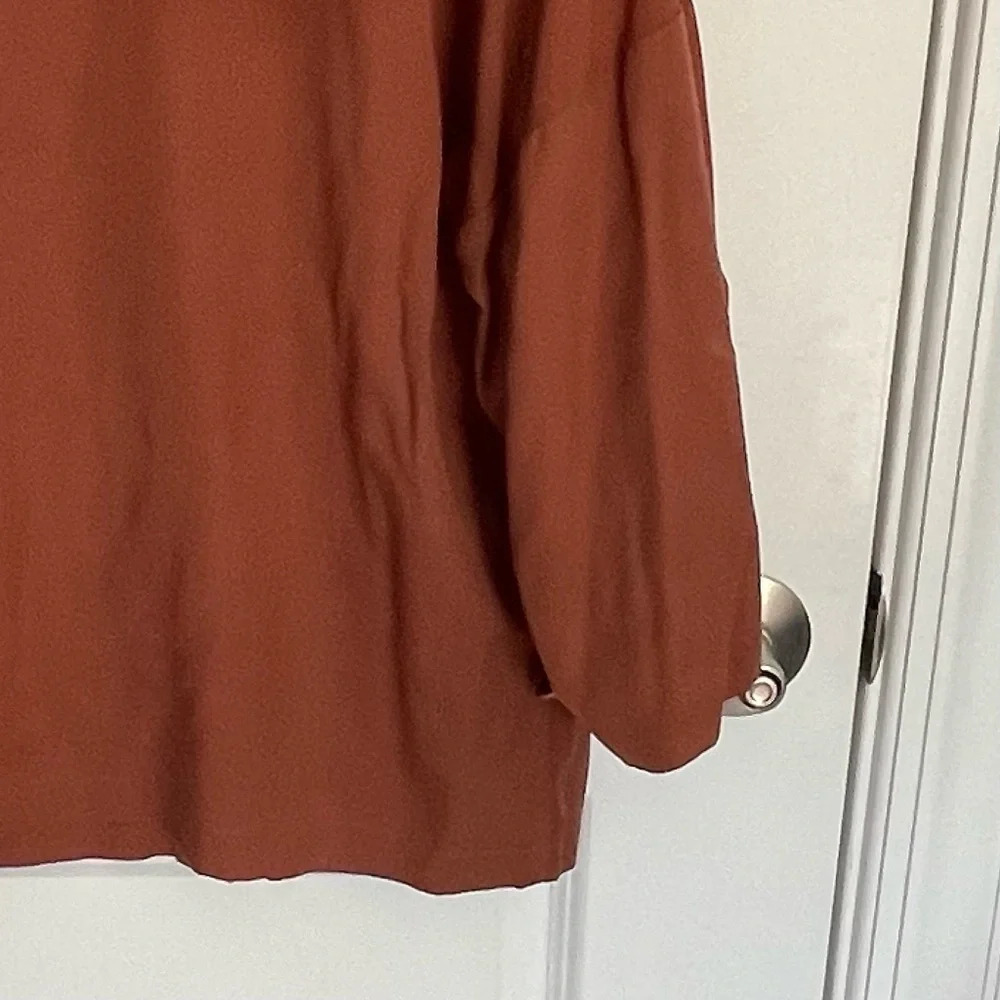 Women's Rust Button-Front V-Neck Top - Picture 10 of 13